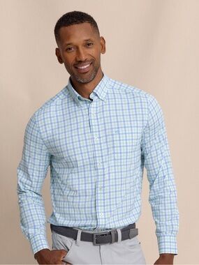 Southern Tide Men's Long-Sleeve Plaid Button-Down Shirt - Light Blue & Green